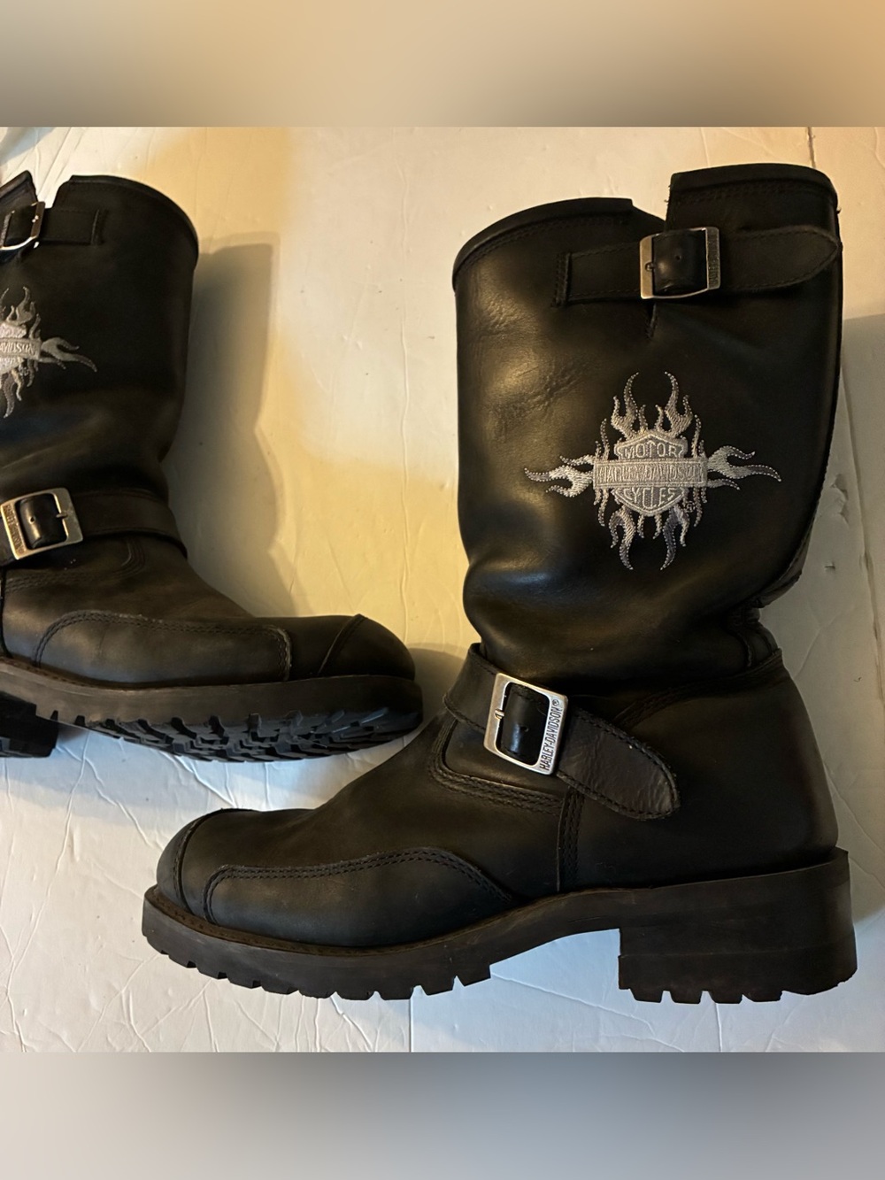 Harley-Davidson Black Leather Buckle Engineer Boots